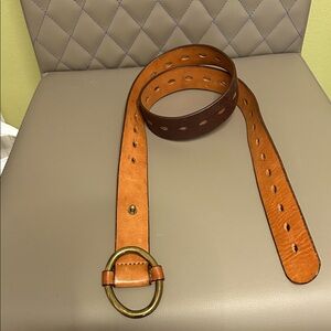 Liz Claiborne Tan and Brown Belt with Gold Buckle